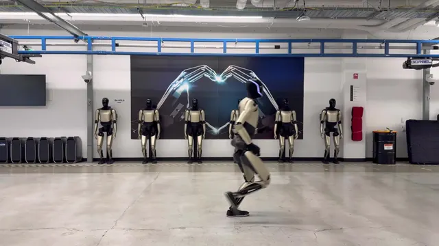 Optimus running across a Tesla lab